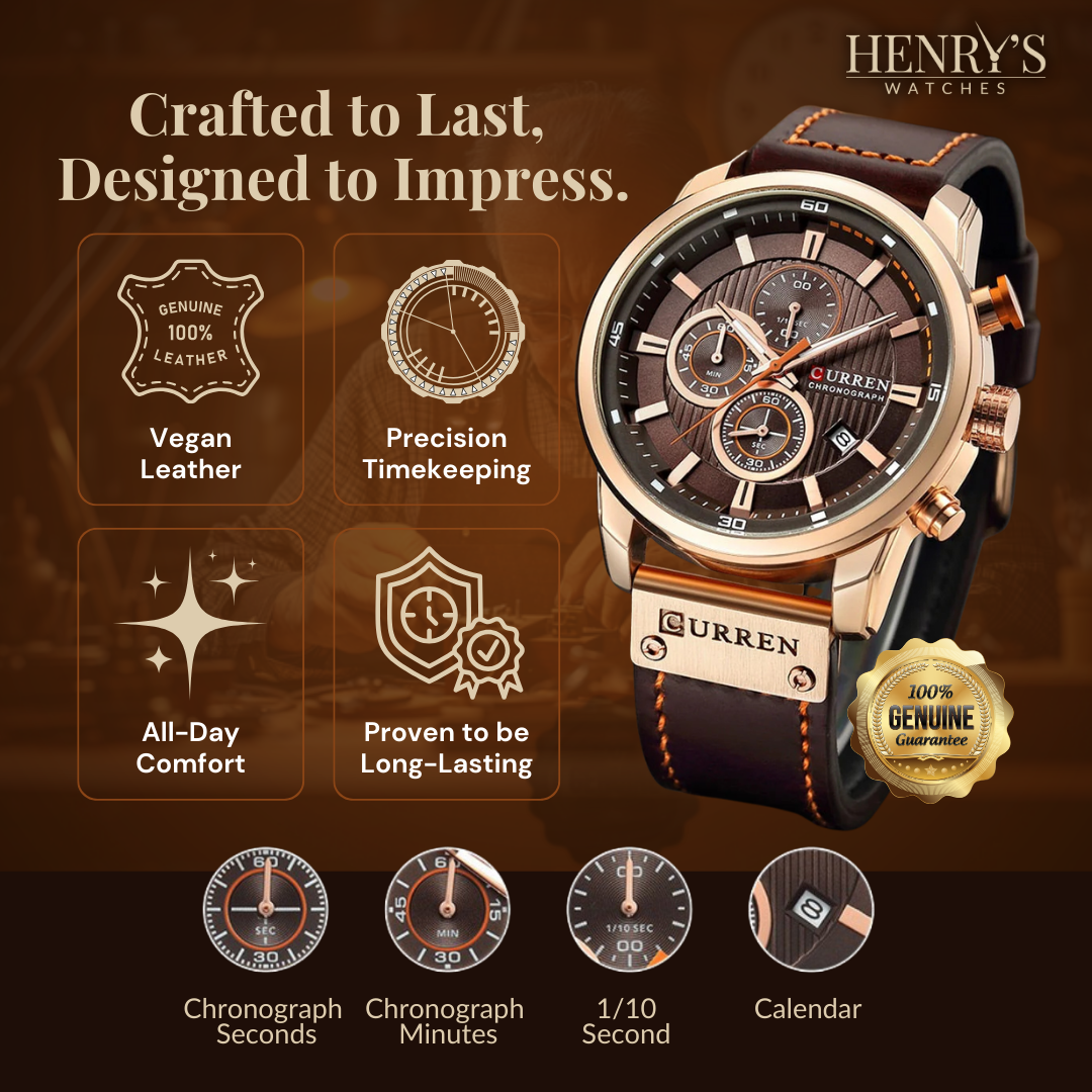 Ralph Watches® - Elegant Quartz Watch with Leather Band