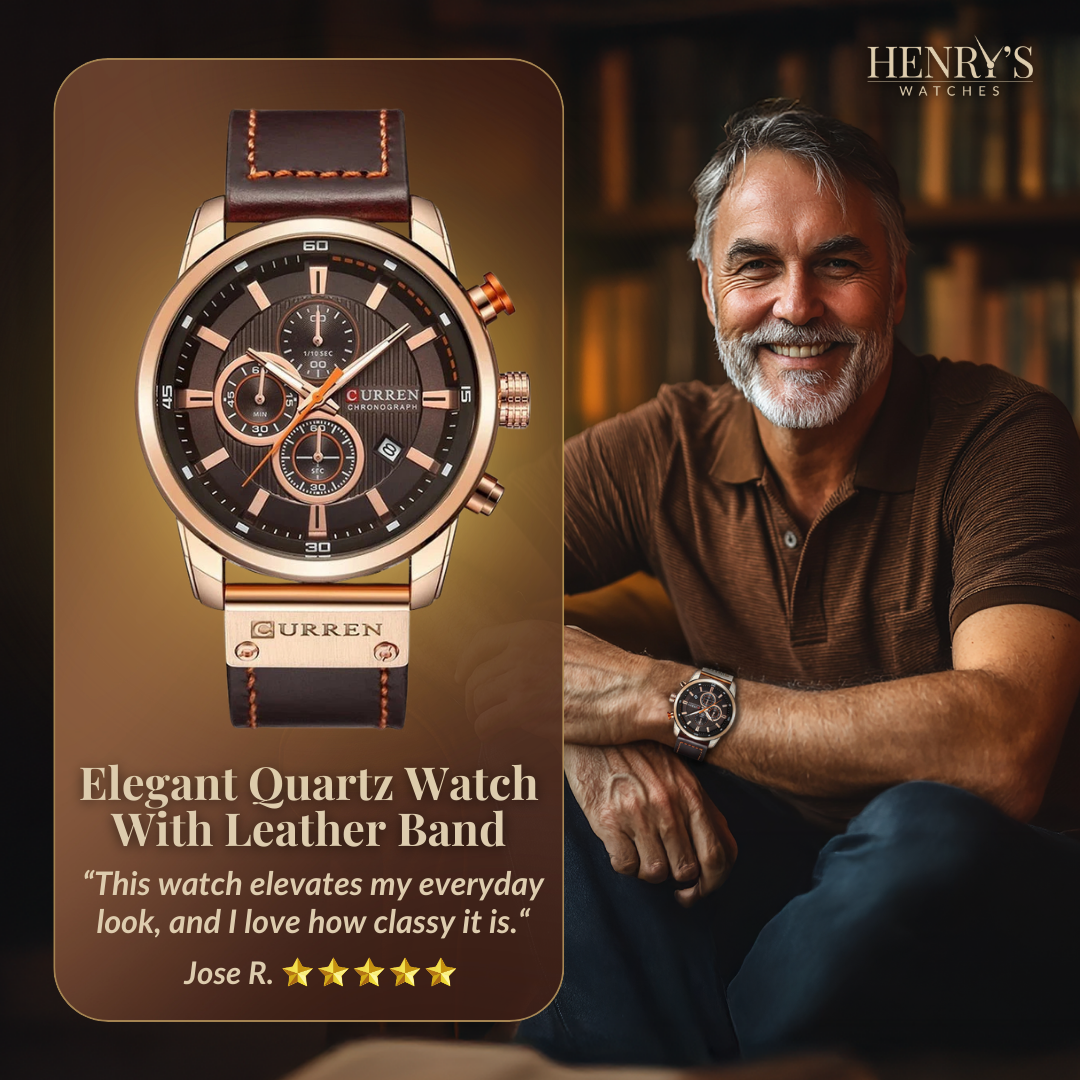 Ralph Watches® - Elegant Quartz Watch with Leather Band