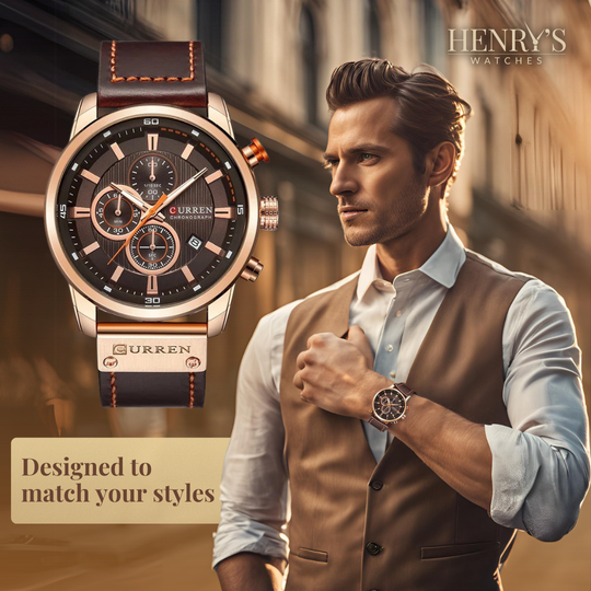 Ralph Watches® - Elegant Quartz Watch with Leather Band